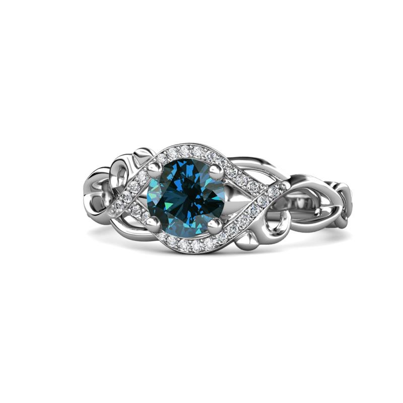 Fineena Signature Blue and White Diamond Engagement Ring 