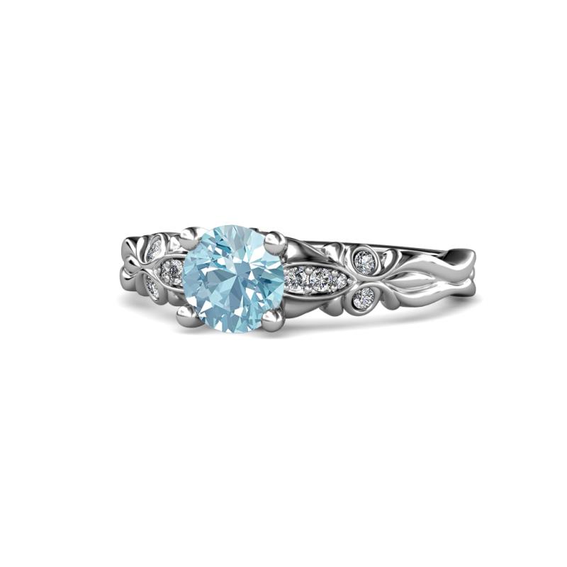 Carina Signature Aquamarine and Diamond Engagement Ring 