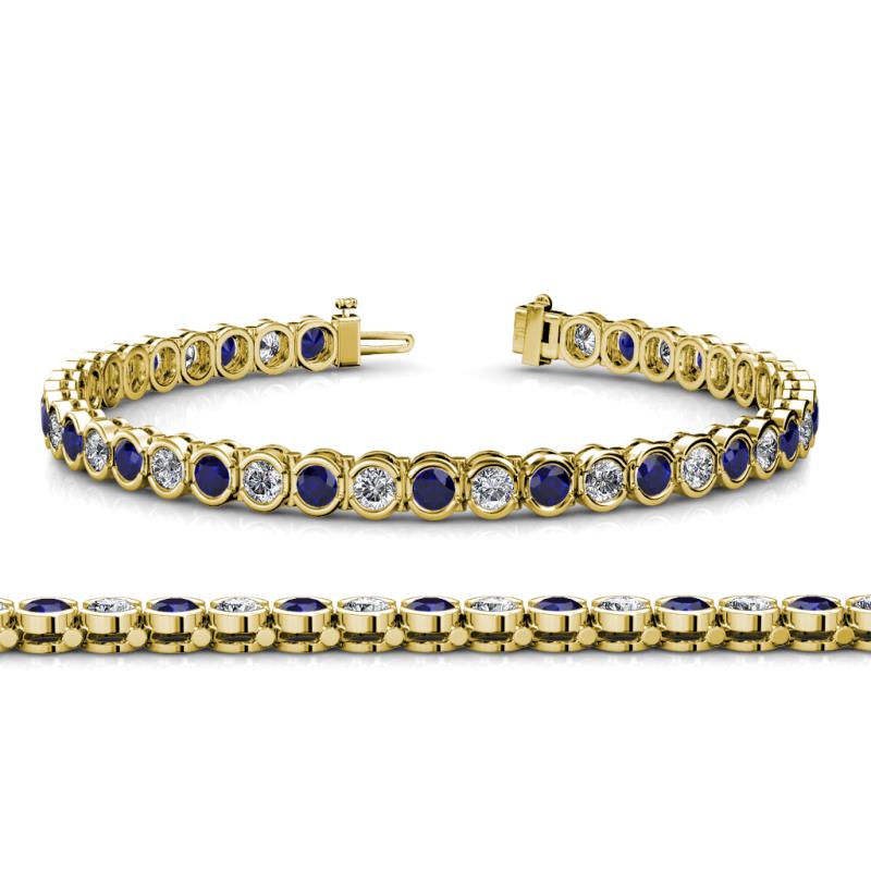 Tiara 3.50 mm Blue Sapphire and Diamond Eternity Tennis Bracelet 