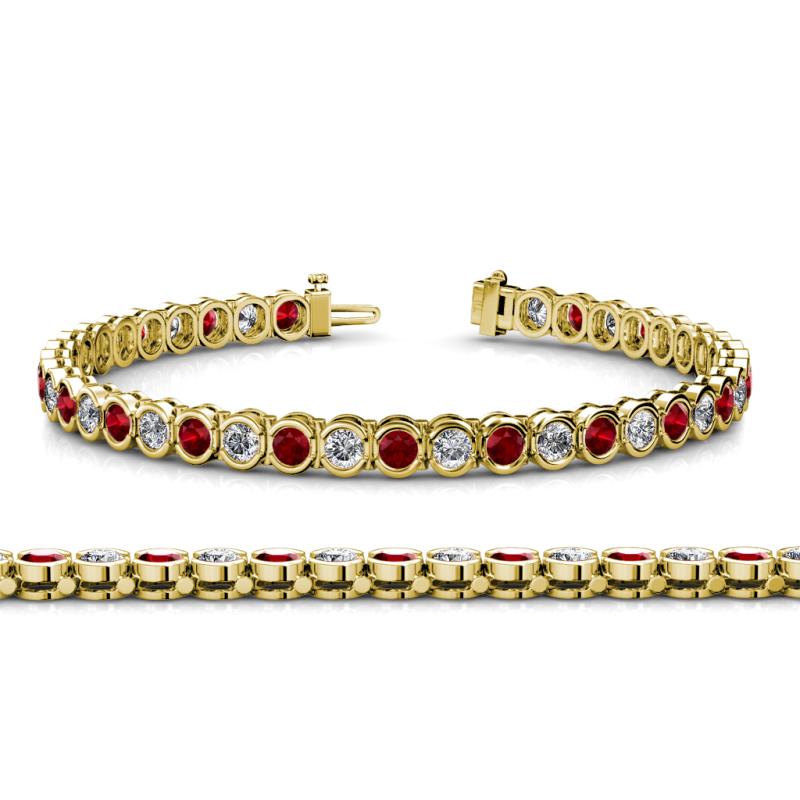 Tiara 3.50 mm Ruby and Diamond Eternity Tennis Bracelet 