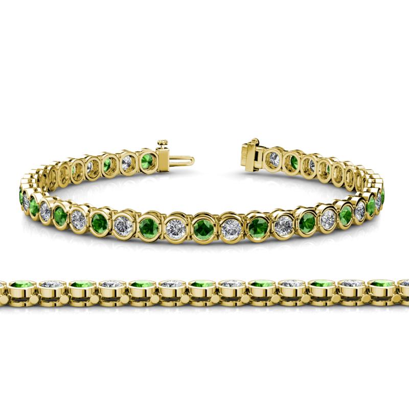 Tiara 3.50 mm Green Garnet and Diamond Eternity Tennis Bracelet 