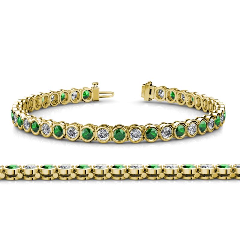 Tiara 3.50 mm Emerald and Diamond Eternity Tennis Bracelet 