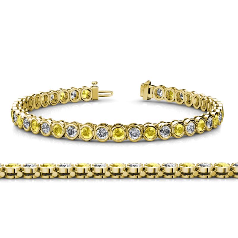 Tiara 3.50 mm Yellow Sapphire and Diamond Eternity Tennis Bracelet 