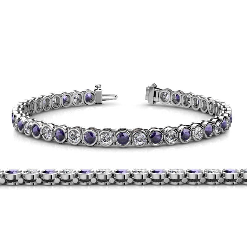 Tiara 3.80 mm Iolite and Diamond Eternity Tennis Bracelet 