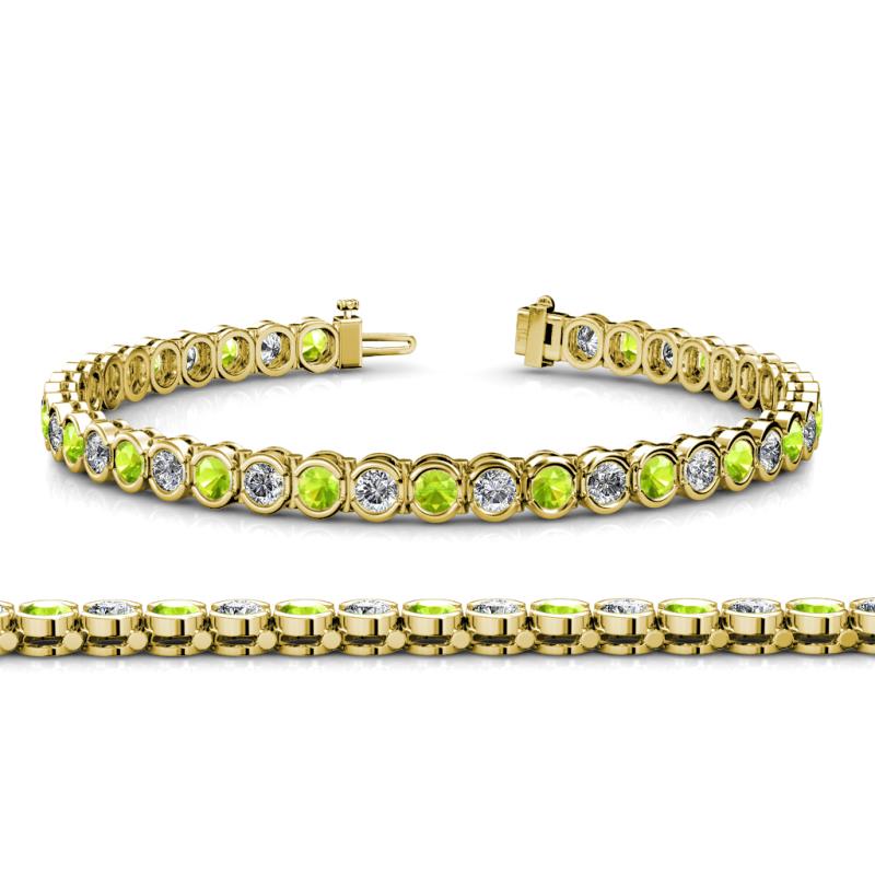 Tiara 3.80 mm Peridot and Diamond Eternity Tennis Bracelet 