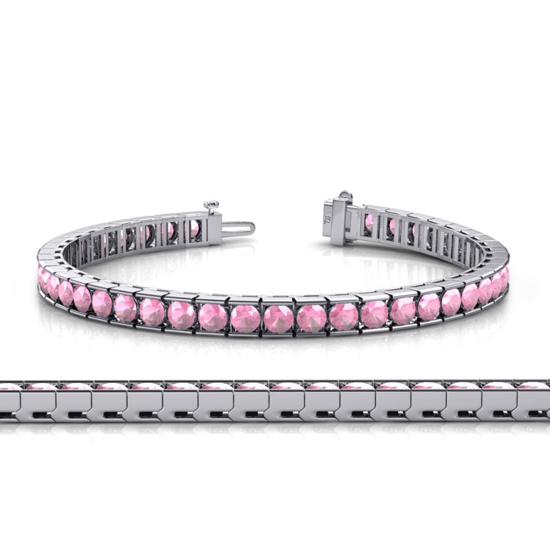 Abril 3.80 mm Round Pink Tourmaline Eternity Tennis Bracelet 
