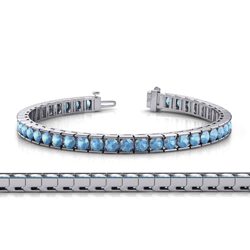 Abril 3.80 mm Round Blue Topaz Eternity Tennis Bracelet 