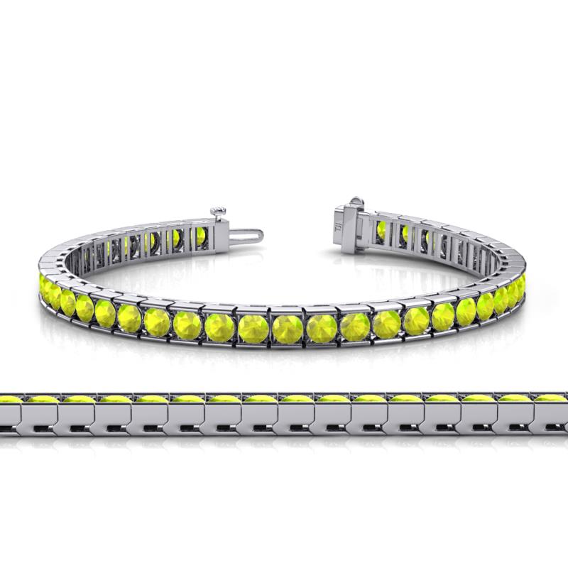 Abril 3.80 mm Round Peridot Eternity Tennis Bracelet 
