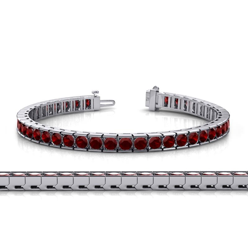 Abril 3.80 mm Round Red Garnet Eternity Tennis Bracelet 