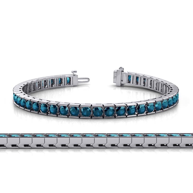 Abril 3.80 mm Round Blue Diamond Eternity Tennis Bracelet 
