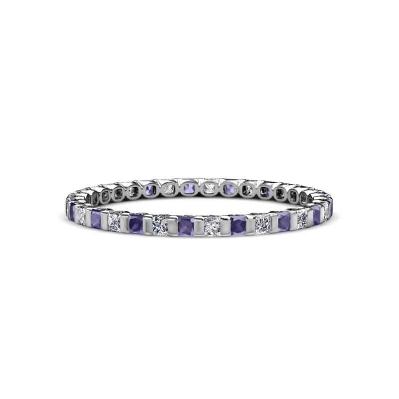 Clarissa 2.00 mm Princess Cut Iolite and Diamond Eternity Band 