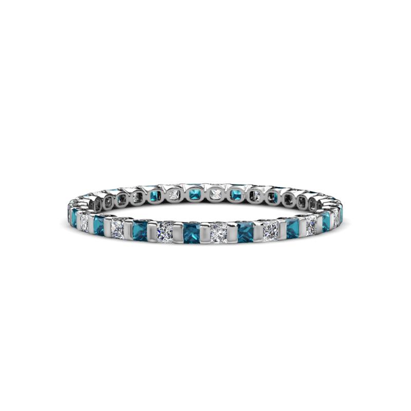 Clarissa 2.00 mm Princess Cut Blue and White Diamond Eternity Band 