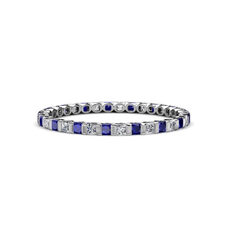 Clarissa 2.00 mm Princess Cut Blue Sapphire and Diamond Eternity Band 