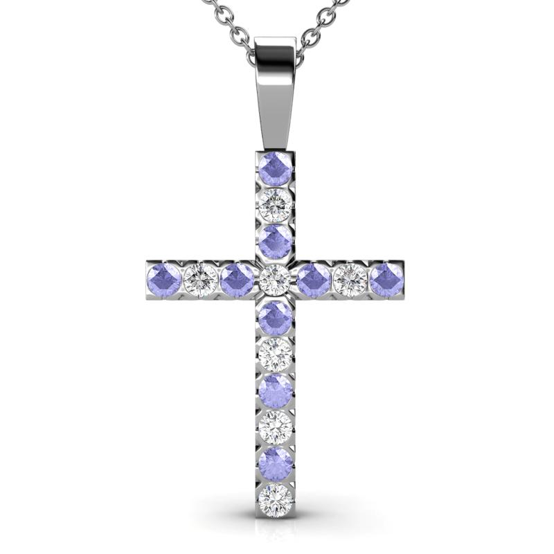 Aja Tanzanite and Diamond Cross Pendant 