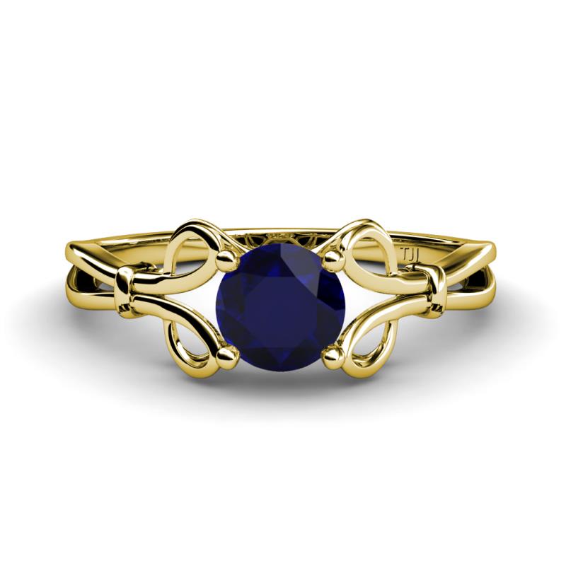 Trissie Blue Sapphire Floral Solitaire Engagement Ring 