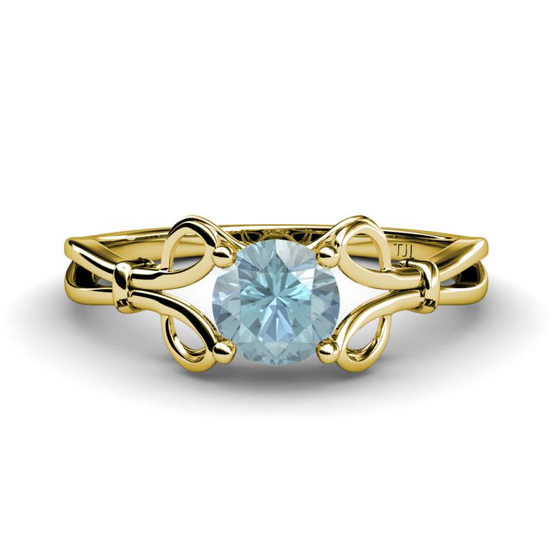 Trissie Aquamarine Floral Solitaire Engagement Ring 
