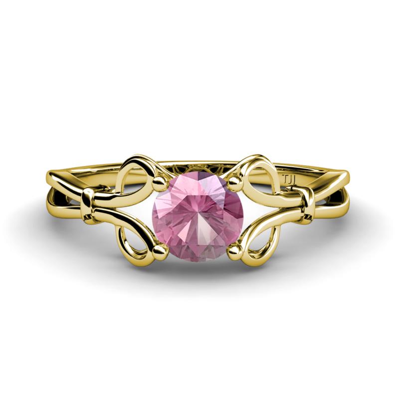 Trissie Pink Tourmaline Floral Solitaire Engagement Ring 