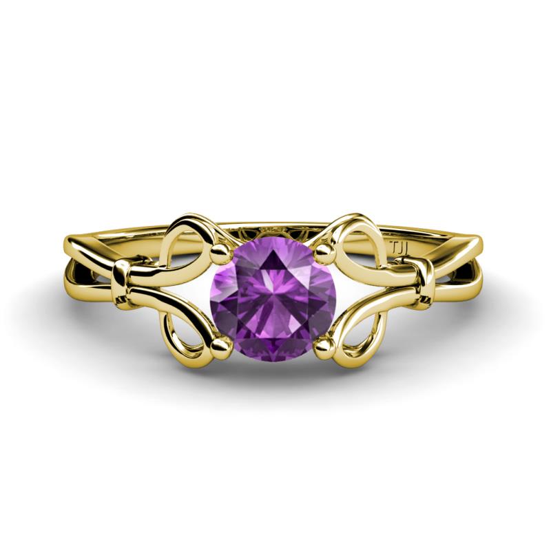 Trissie Amethyst Floral Solitaire Engagement Ring 