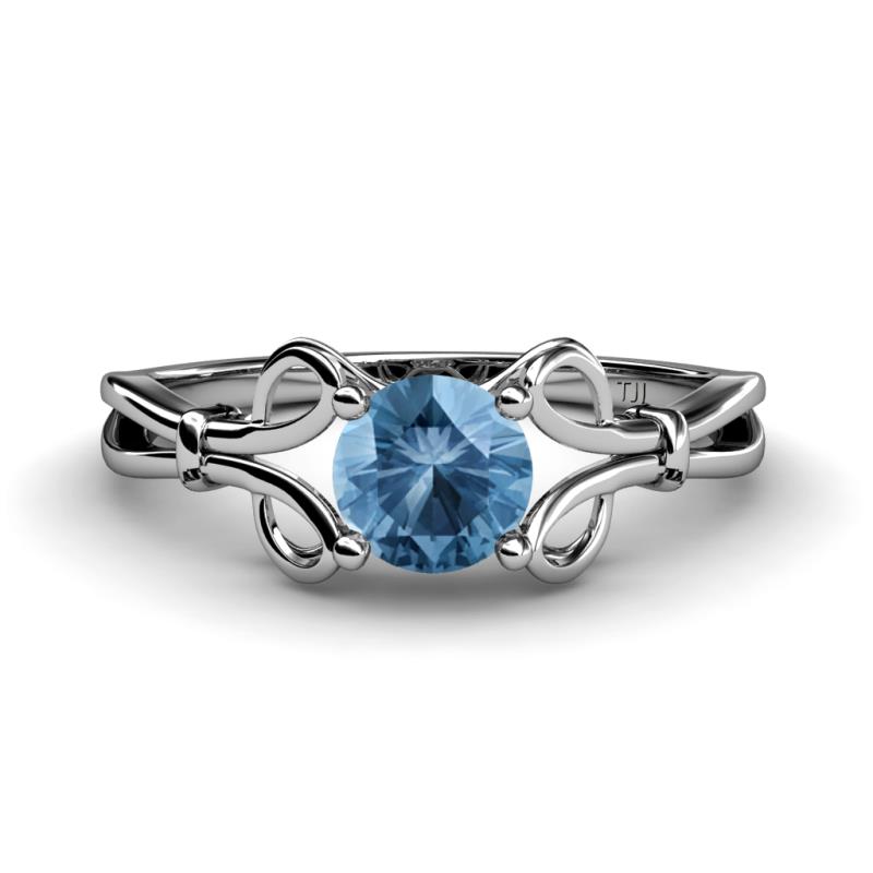 Trissie Blue Topaz Floral Solitaire Engagement Ring 