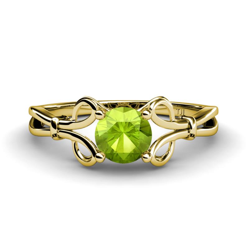 Trissie Peridot Floral Solitaire Engagement Ring 
