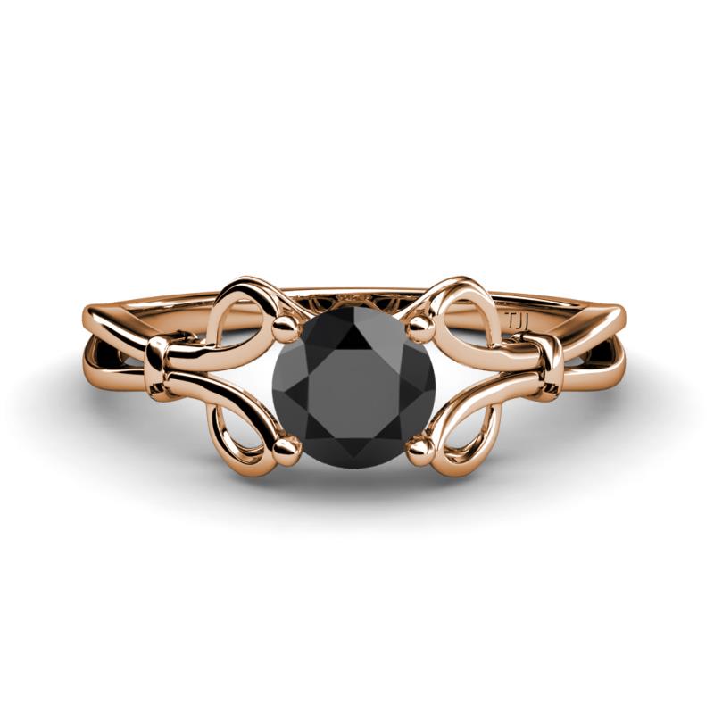 Trissie Black Diamond Floral Solitaire Engagement Ring 