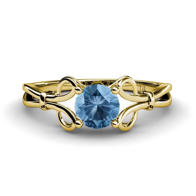 Trissie Blue Topaz Floral Solitaire Engagement Ring 