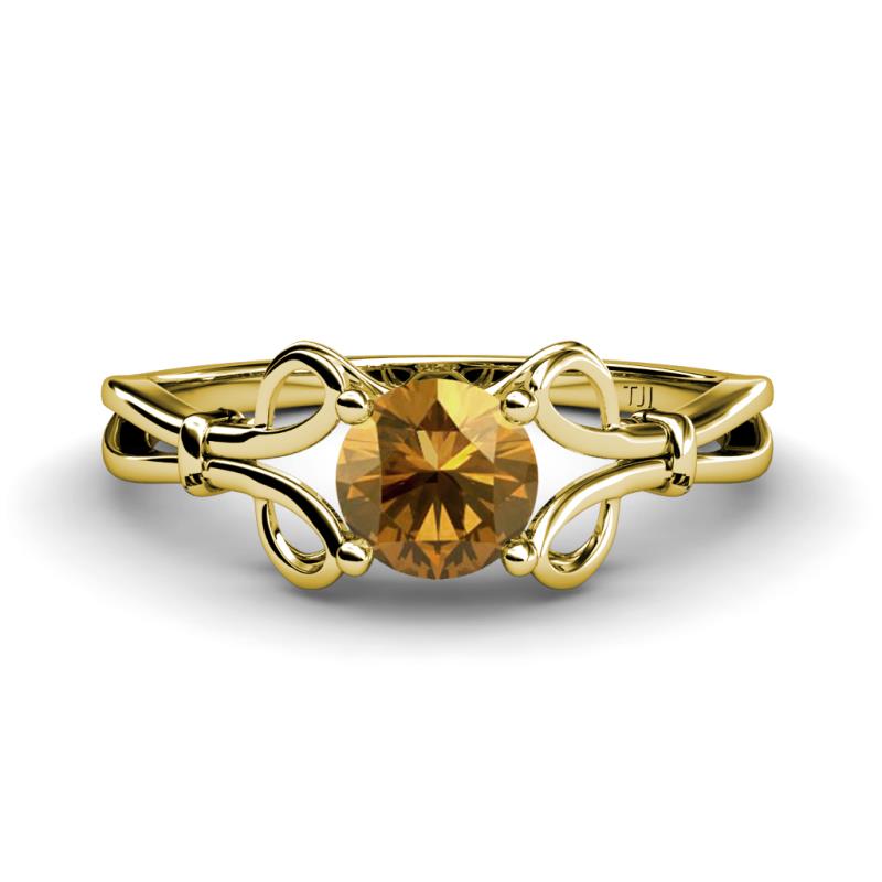 Trissie Citrine Floral Solitaire Engagement Ring 