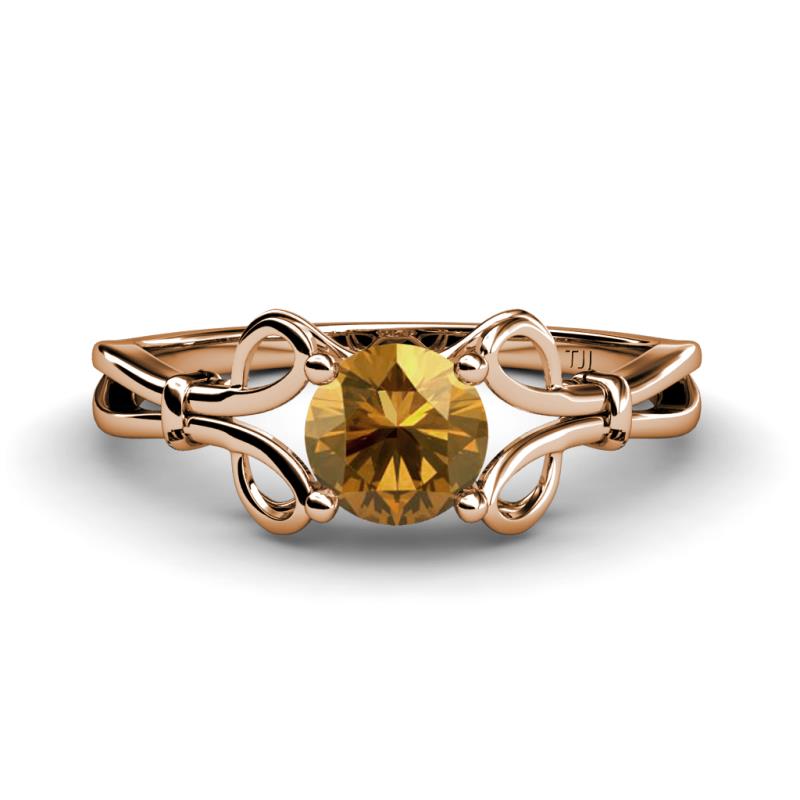 Trissie Citrine Floral Solitaire Engagement Ring 