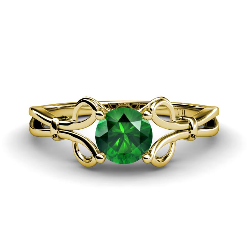 Trissie Emerald Floral Solitaire Engagement Ring 