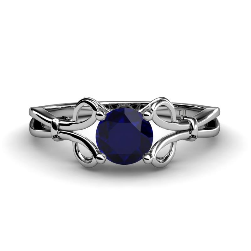 Trissie Blue Sapphire Floral Solitaire Engagement Ring 