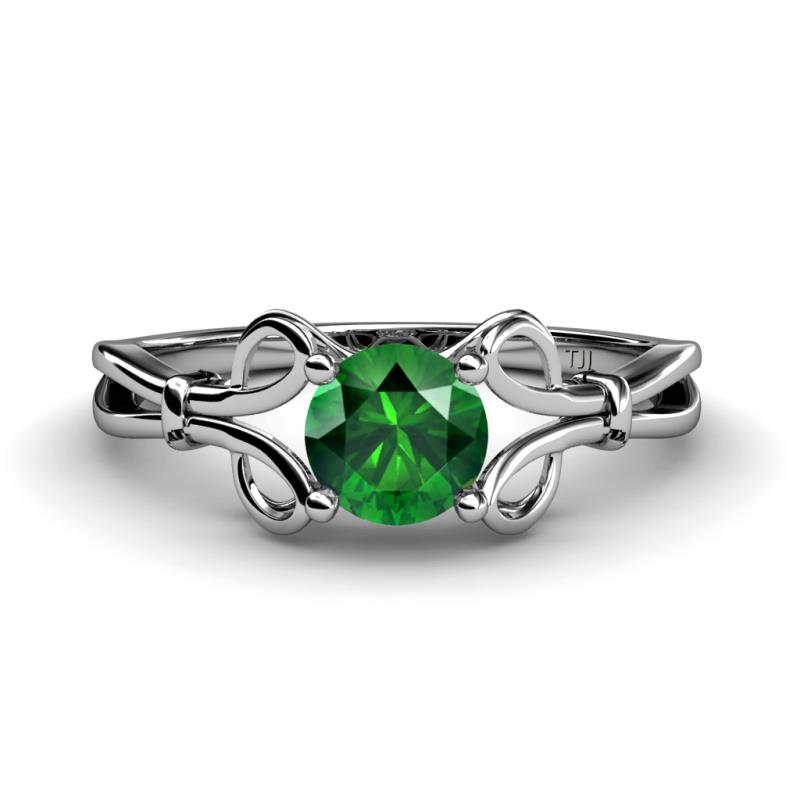 Trissie Emerald Floral Solitaire Engagement Ring 