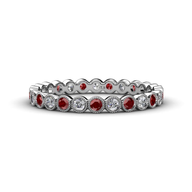 Arria 2.40 mm Red Garnet and Diamond Eternity Band 
