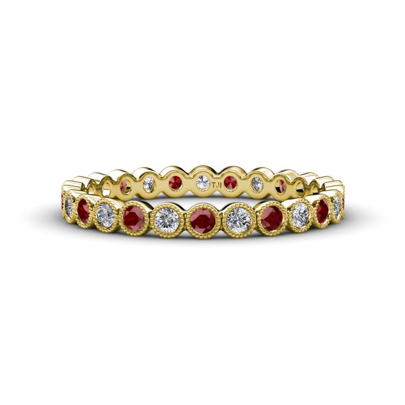 Arria 2.40 mm Red Garnet and Diamond Eternity Band 