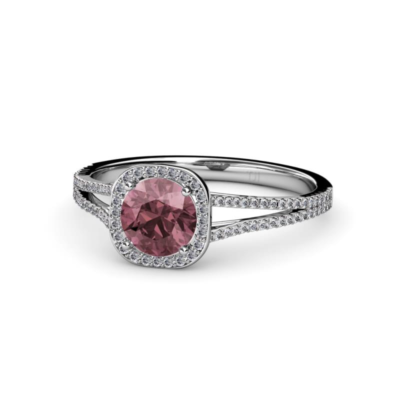 Seana Rhodolite Garnet and Diamond Halo Engagement Ring 