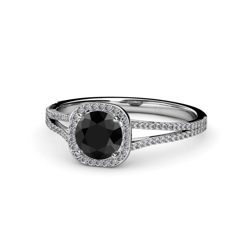 Seana Black and White Diamond Halo Engagement Ring 