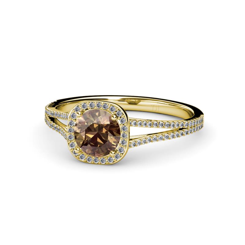 Seana Smoky Quartz and Diamond Halo Engagement Ring 