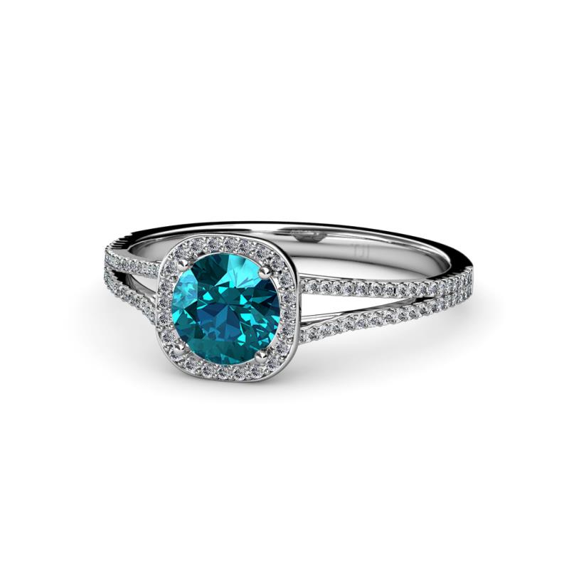Seana London Blue Topaz and Diamond Halo Engagement Ring 