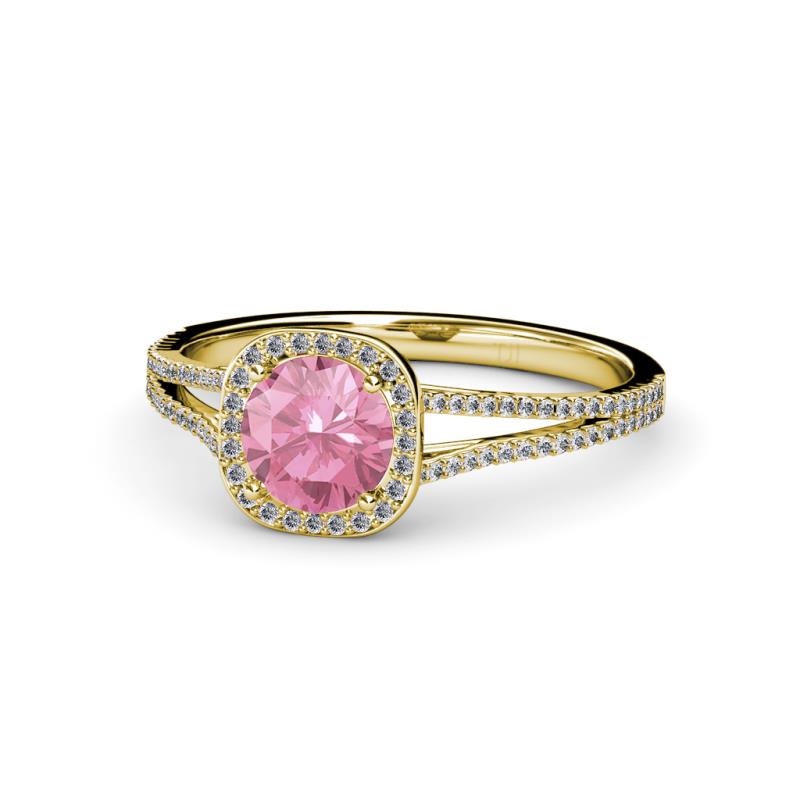 Seana Pink Tourmaline and Diamond Halo Engagement Ring 