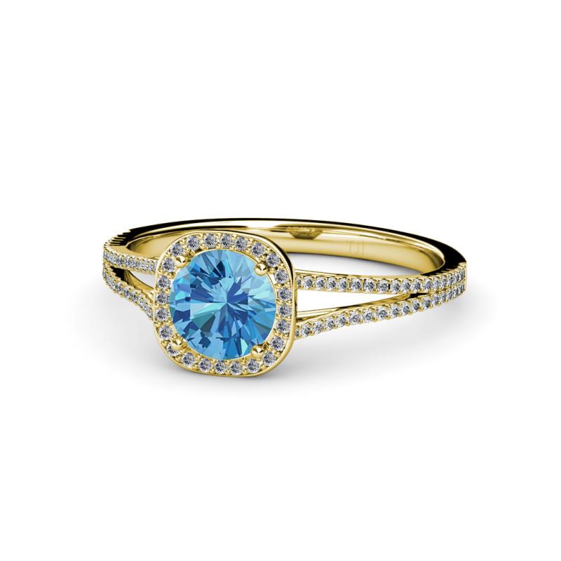 Seana Blue Topaz and Diamond Halo Engagement Ring 