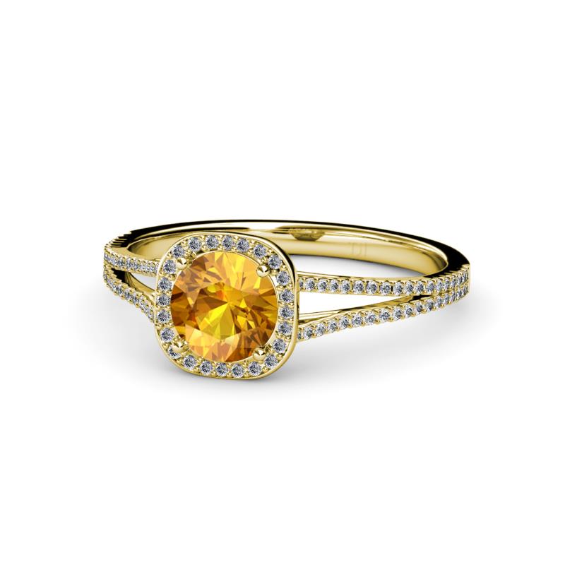 Seana Citrine and Diamond Halo Engagement Ring 