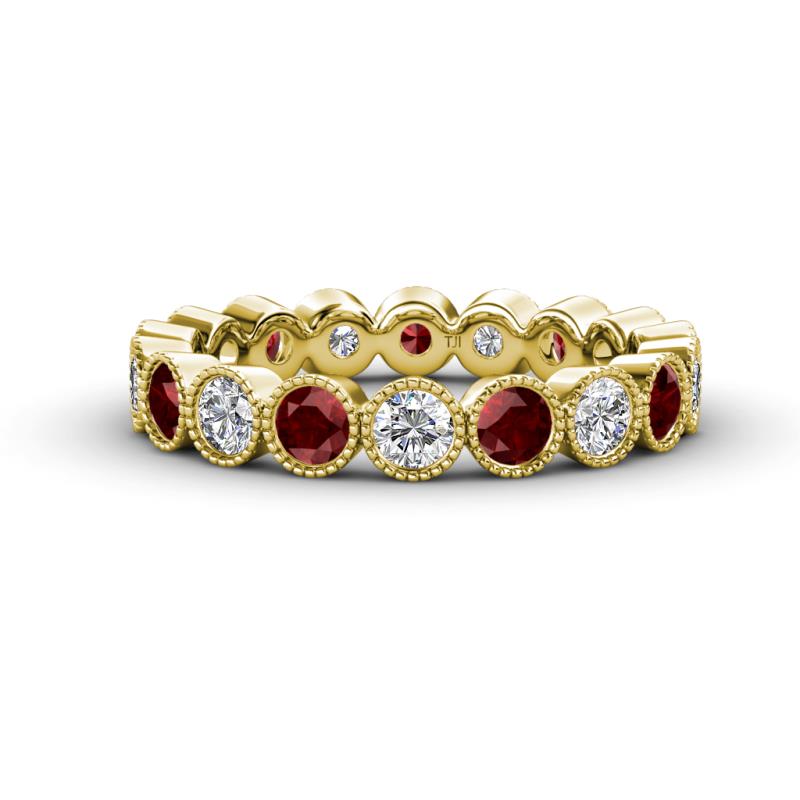Arria 3.00 mm Red Garnet and Diamond Eternity Band 