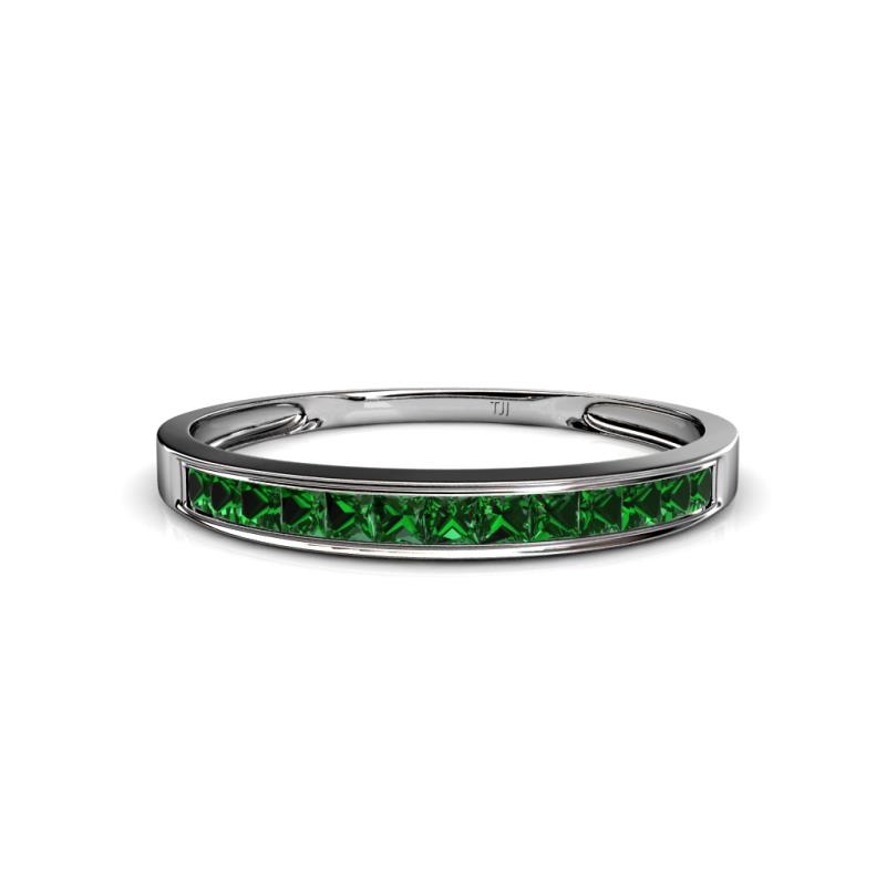 Aqilia 2.00 mm Princess Cut Created Emerald 13 Stone Wedding Band 