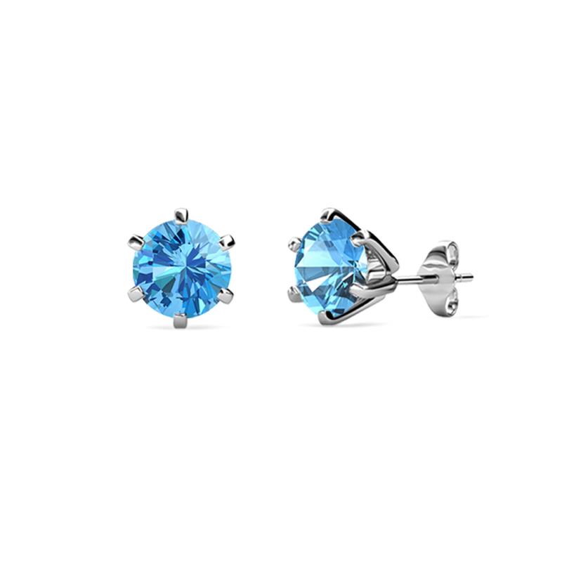 Kenna Blue Topaz (4mm) Martini Solitaire Stud Earrings 
