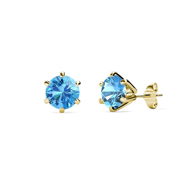 Kenna Blue Topaz (4mm) Martini Solitaire Stud Earrings 