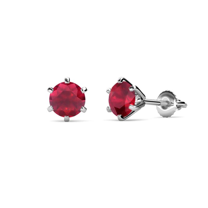 Kenna Ruby (4mm) Martini Solitaire Stud Earrings 