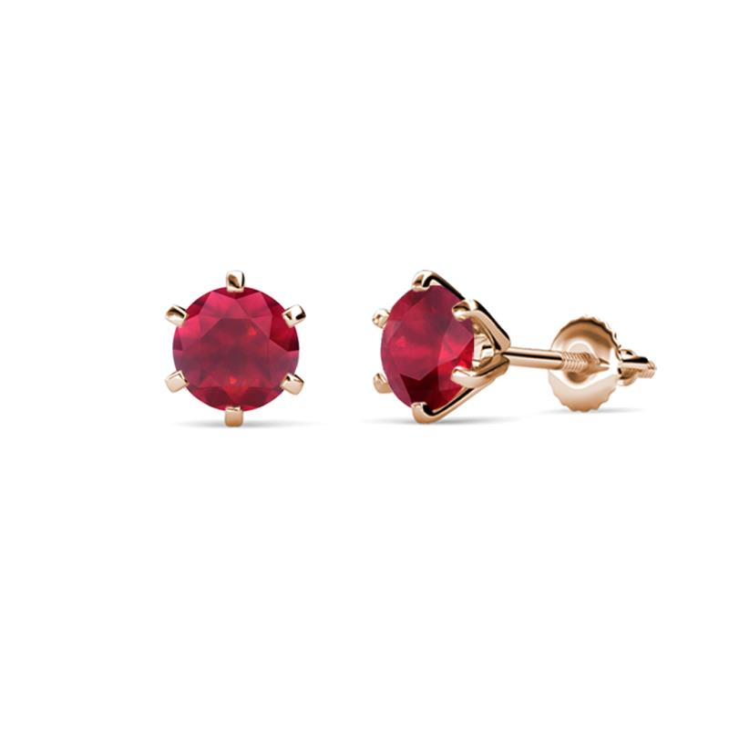 Kenna Ruby (4mm) Martini Solitaire Stud Earrings 