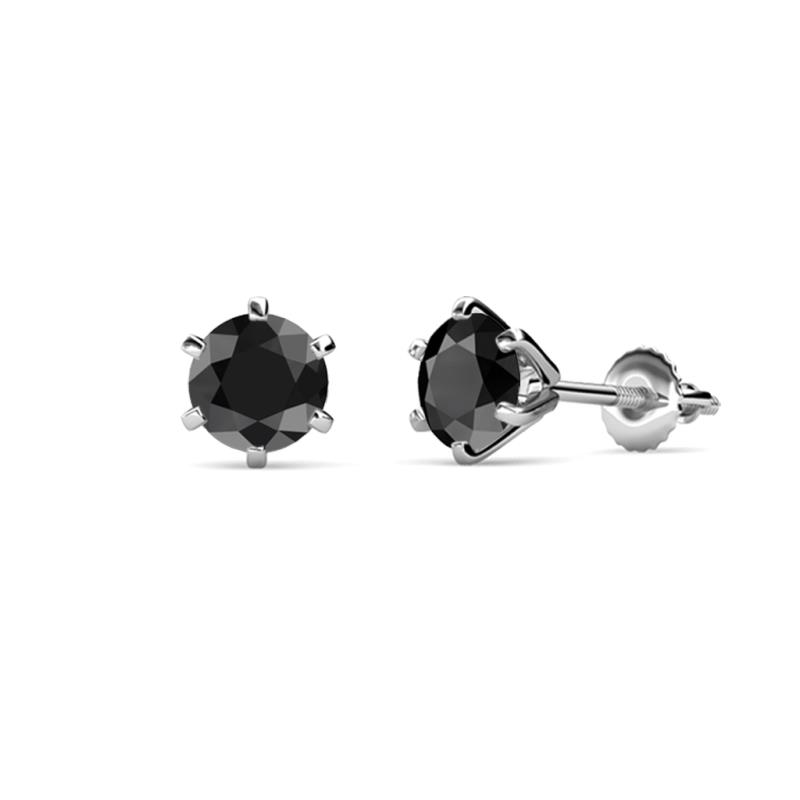 Kenna Black Diamond (4mm) Martini Solitaire Stud Earrings 