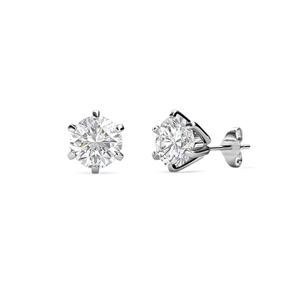 Kenna White Sapphire (4mm) Martini Solitaire Stud Earrings 