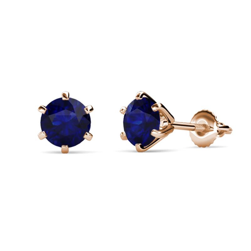 Kenna Blue Sapphire (5mm) Martini Solitaire Stud Earrings 