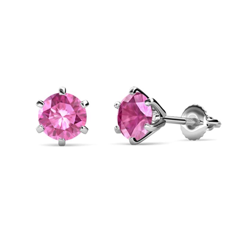 Kenna Lab Created Pink Sapphire (5mm) Martini Solitaire Stud Earrings 